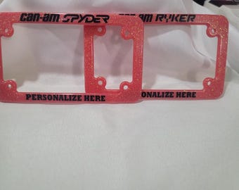 Personalisierter Glitter Motorradrahmen für Ihr Nummernschild Personalisiert mit dem Namen Ihres Motorrads Spyder, Ryker, Harley, Indian, irgendein Moto