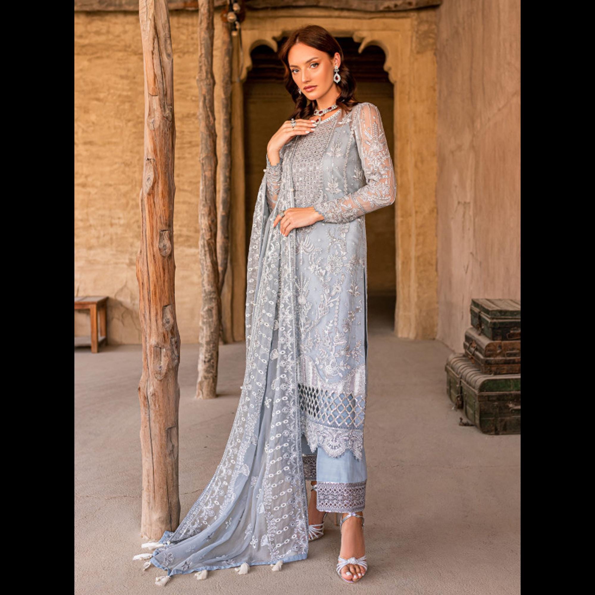 open lace back dress Paladizo Pakistani Dress  Organza with Hand Embroidery & Pearls  Shireen  Lakdawala