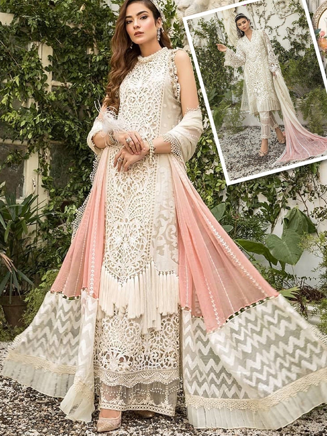 White Pakistani wedding dress