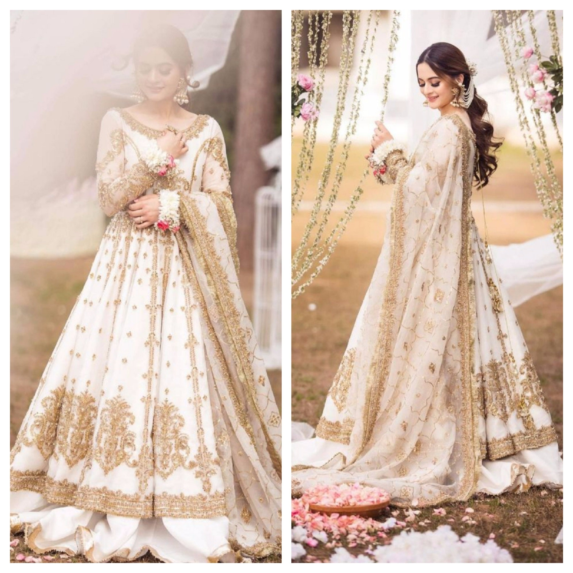 Pakistani wedding dresses White bridal maxi dress Walima | Etsy