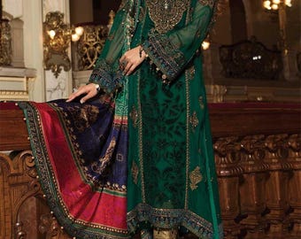 Shalwar Kameez de gasa bordada: vestido de novia pakistaní, réplica de Maria B