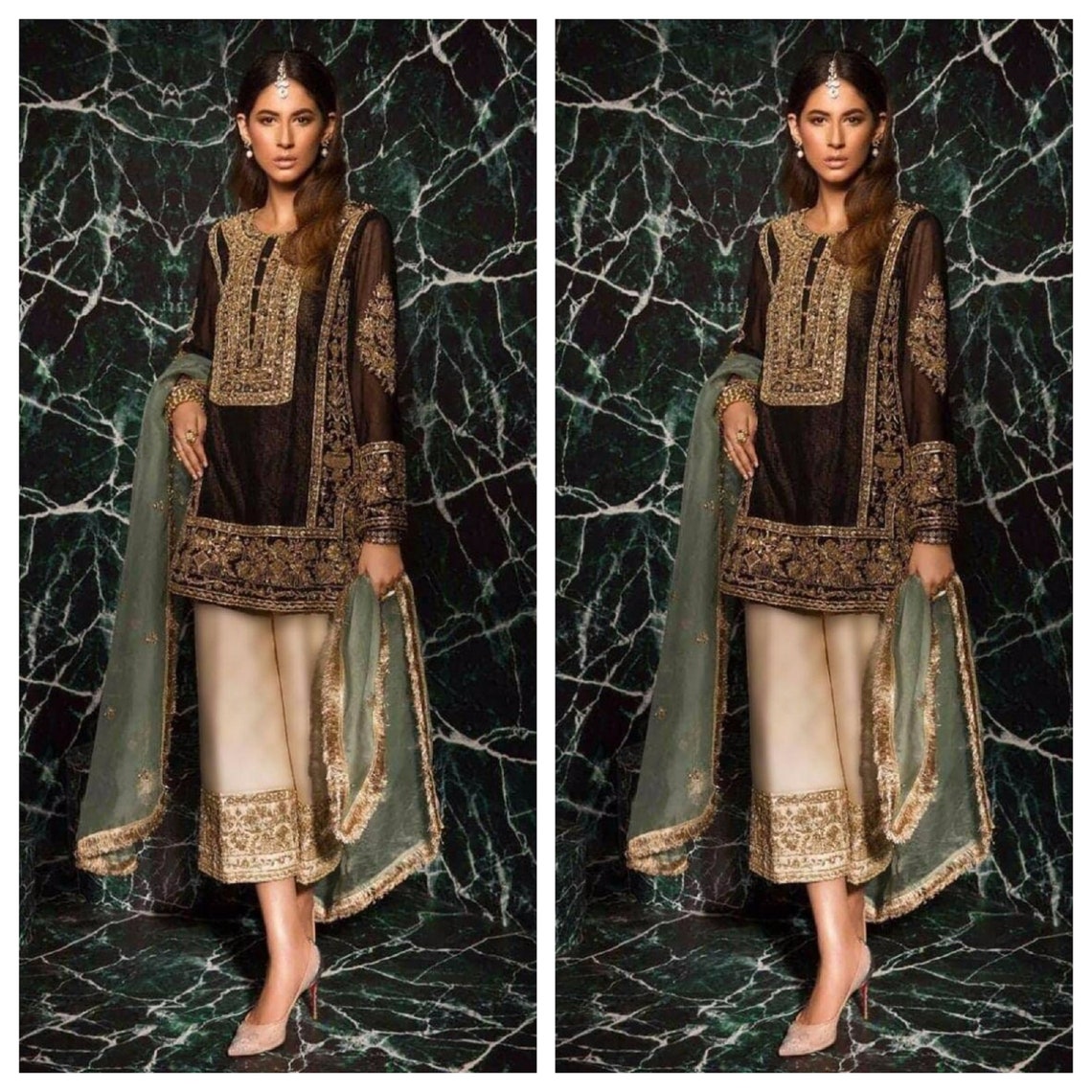 Pakistani wedding dresses bridal dress Black dress party | Etsy