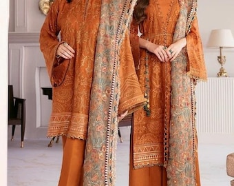 Embroidered Chiffon Salwar Kameez: Pakistani/Indian Bridal Dress, Festival clothes for womens