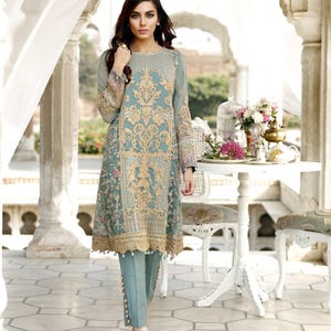 Pakistanische indische Salwar Kameez , Hochzeitskleider, Party tragen Kleid, auf Bestellung bestickte Chiffon Brautkleid, Shalwar Kameez für Frau.