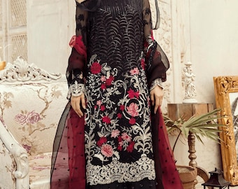Embroidered Chiffon Salwar Kameez: Pakistani Wedding Party Dress
