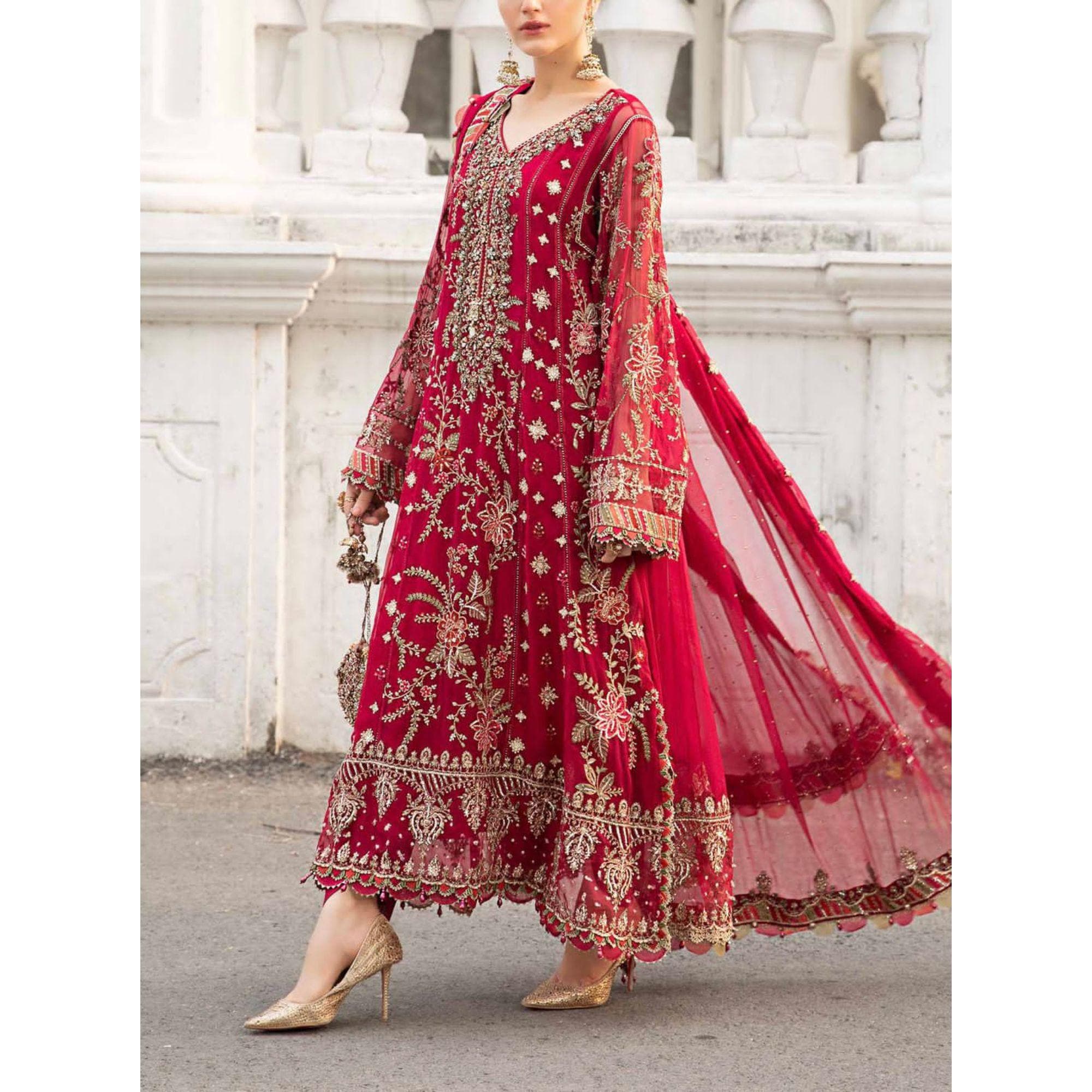 Wedding Dress Pakistani Maroon - Etsy