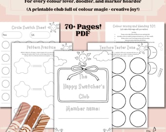 Colouring Swatch Bundle | Colouring Pattern Practice Page, Colouring Pattern Ideas, Marker Blending Practice Pages, Swatch Template