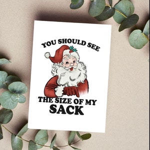 Santas Sack Christmas Card - Adult Humour Christmas Card - Innapropriate Card - Holiday Cards - Santa Card - Vintage Christmas Card