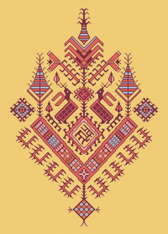 Aegean Ornaments BLUE cross stitch download pattern