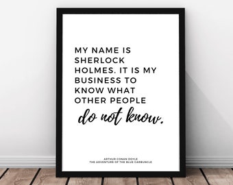 Sherlock Holmes Print, Literary Quote Print, INSTANT DOWNLOAD, Digital Download Print, Wall Decor, Wall Print, Arthur Conan Doyle