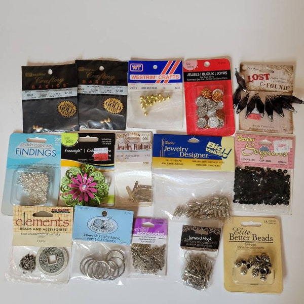 JEWELRY FINDINGS~Lot of 15 New Paks~Darice, Westrim, Bead Landing, Jewelry Essentials, Elite Beads, Blue Moon, Create-a-Craft & Elements