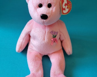 MUM~TY Beanie Baby Glitter Bear~Date Of Birth 5/13/2001~PE Pellets~New w/ Tag
