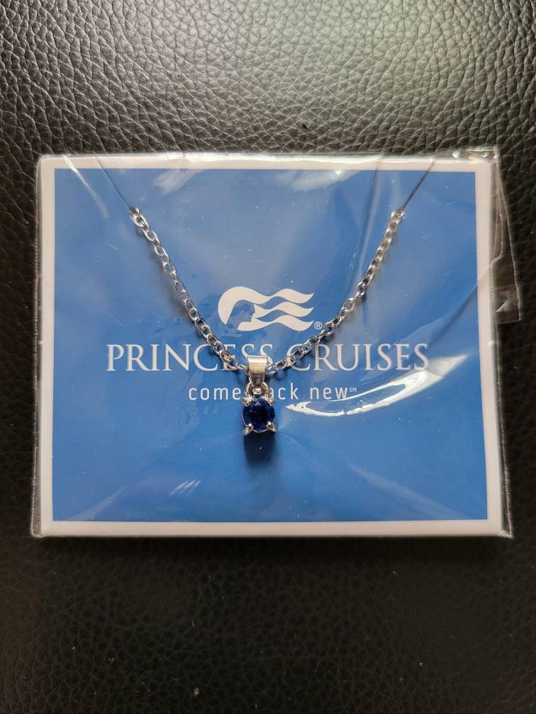 PRINCESS CRUISES EFFY Blue Sapphire Pendant on 18 Silverplated Chainseptember Birthstonein Original Package Etsy