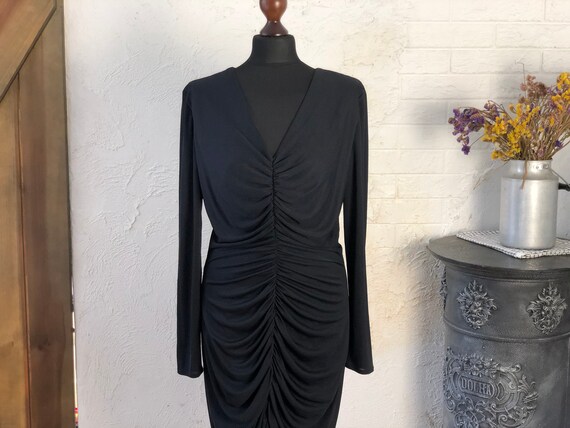 MyLinenFarmhouse Vintage Travilla Dress Black Dress Women Size 14 Marilyn Monroe Dress Travilla Black Dress Evening Dress Long Sleeve Travilla Clothing