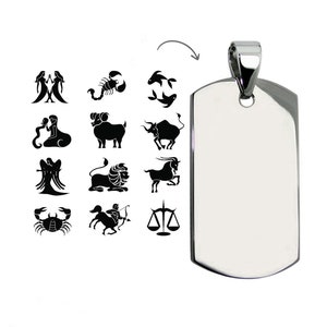 Customizable astrological signs MEDALS: engraved with a photo of your astrological signs logo with a black gift box