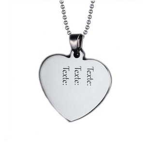 MÉDAILLE personnalisable: Petit rectangle gravée avec photo ou texte/initiales avec chaîne 58 cm réglable