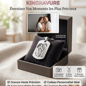 Magnifiez vos souvenirs avec ce médaillon rectangle 36 x 22 mm gravée au diamant pour immortaliser vos plus belles photos avec éclat.