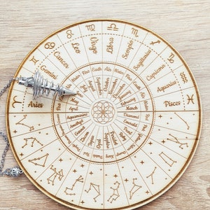 Zodiac Star Signs Pendulum Dowsing Chart Wood Crystal Wooden | Etsy