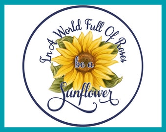 8 inch Round Sunflower Sign, Front Door Decor, Wreath Attachment