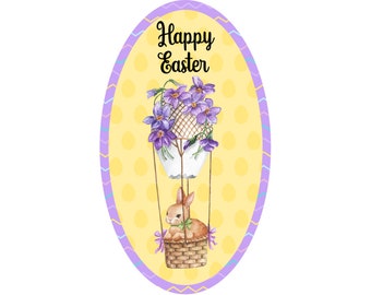 Oval Happy Easter Sign, Bunny Sign, Hot Air Balloon Sign, Wreath Sign, Wreath Attachment, Bunny Decor