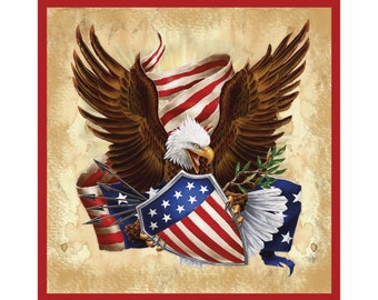 8X8 Square Patriotic Eagle Sign, Wreath Sign, Metal Sign