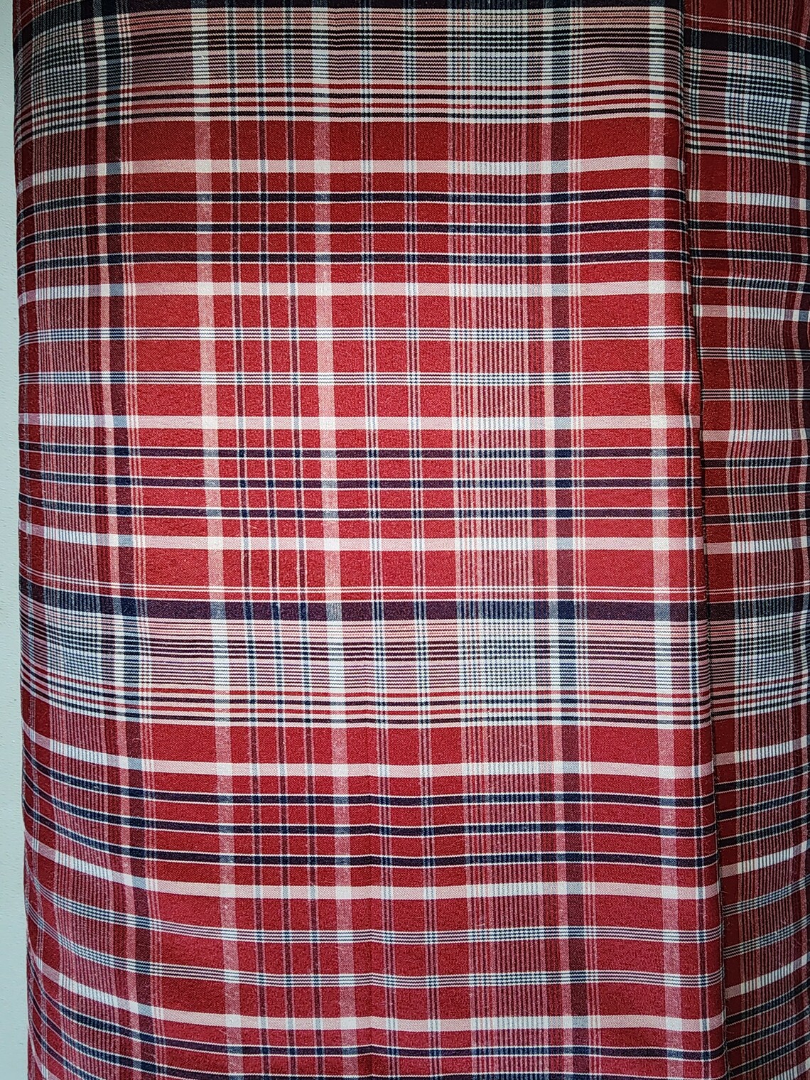 Traditional Bandana Fabric Jamaican Bandana Fabric Red Bandana Cloth Red Plaid With Navy Stripe