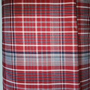 Traditional Bandana Fabric Jamaican Bandana Fabric Red Bandana Cloth Red Plaid With Navy Stripe Order Per Yard. Cotton Blended Material