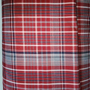 Traditional Bandana Fabric Jamaican Bandana Fabric Red Bandana Cloth Red Plaid With Navy Stripe Fabric By Yard image 1