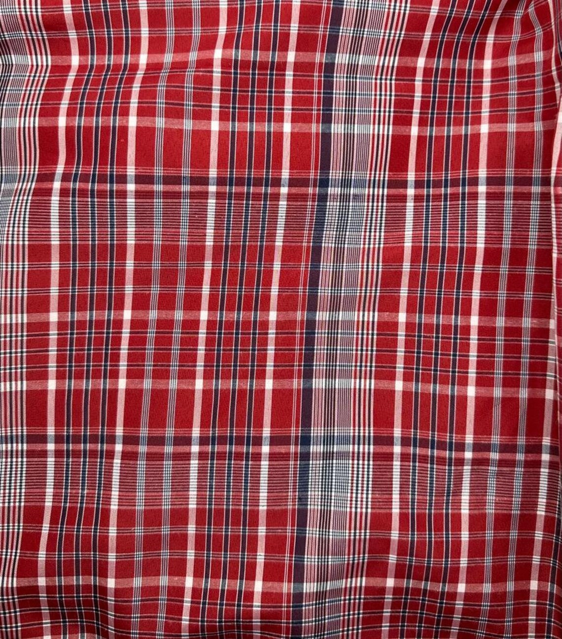 Traditional Bandana Fabric Jamaican Bandana Fabric Red Bandana Cloth Red Plaid With Navy Stripe