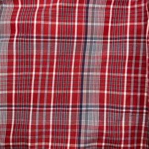 Traditional Bandana Fabric Jamaican Bandana Fabric Red Bandana Cloth Red Plaid With Navy Stripe Fabric By Yard image 2