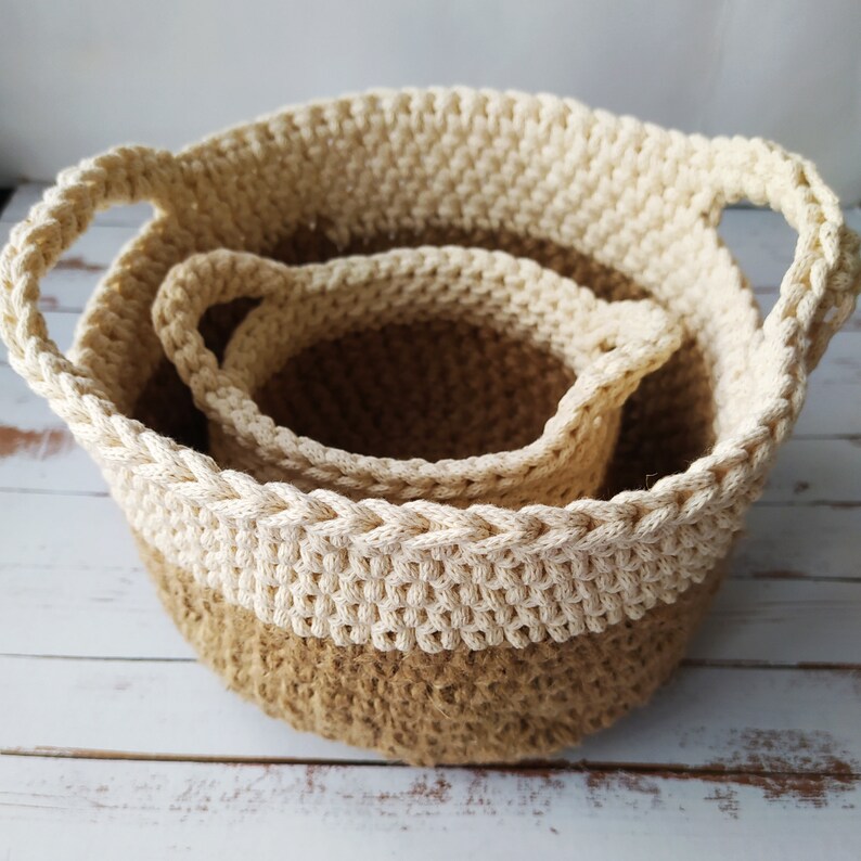 Jute round basket jute twine storage basket eco decor and Etsy
