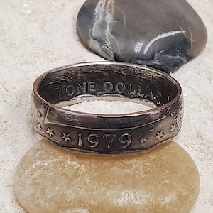 Susan B. Anthony Dollar Coin Ring - 1979 - Antiqued