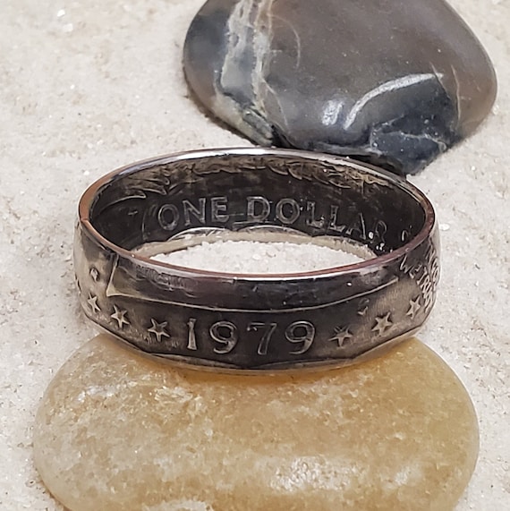 Susan B. Anthony Dollar Coin Ring 1979 Antiqued