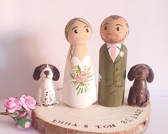 Personalized wedding bride and groom peg dolls ,cake topper, gift, wedding, Mr and Mrs, Mr and Mr, Mrs and Mrs, handmade cake topper