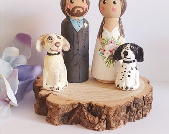 Personalized wooden wedding cake toppers