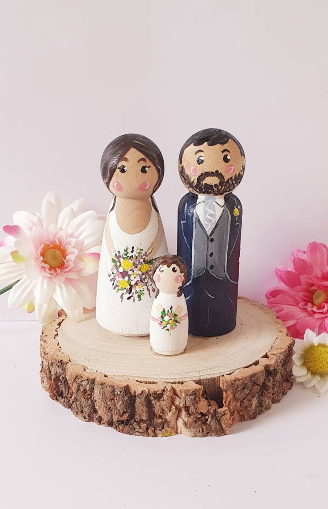 Bride and Groom Wedding Cake Topper Rustic Boho Cake Topper Anniversary ...