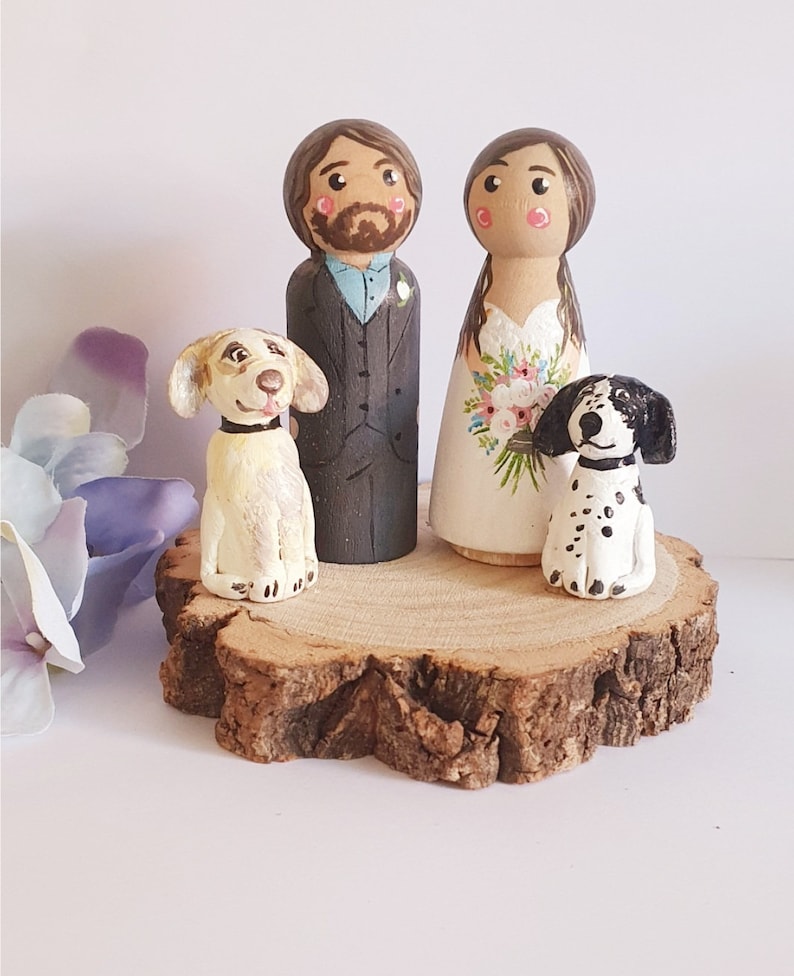 Bride and groom wedding cake topper anniversary wedding gift wooden cake topper image 2