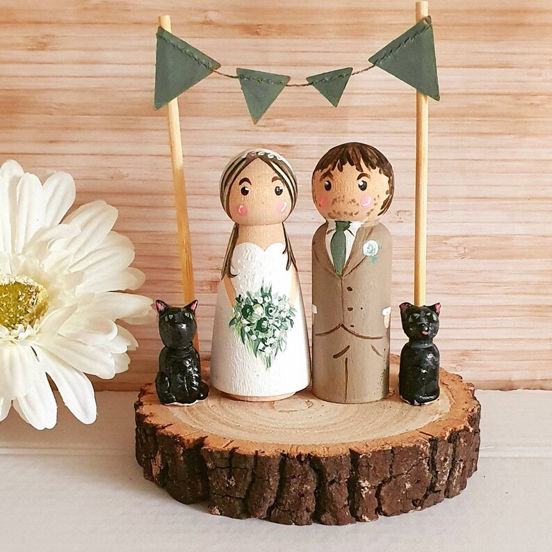 Bride and Groom Wedding Cake Topper Rustic Boho Cake Topper - Etsy