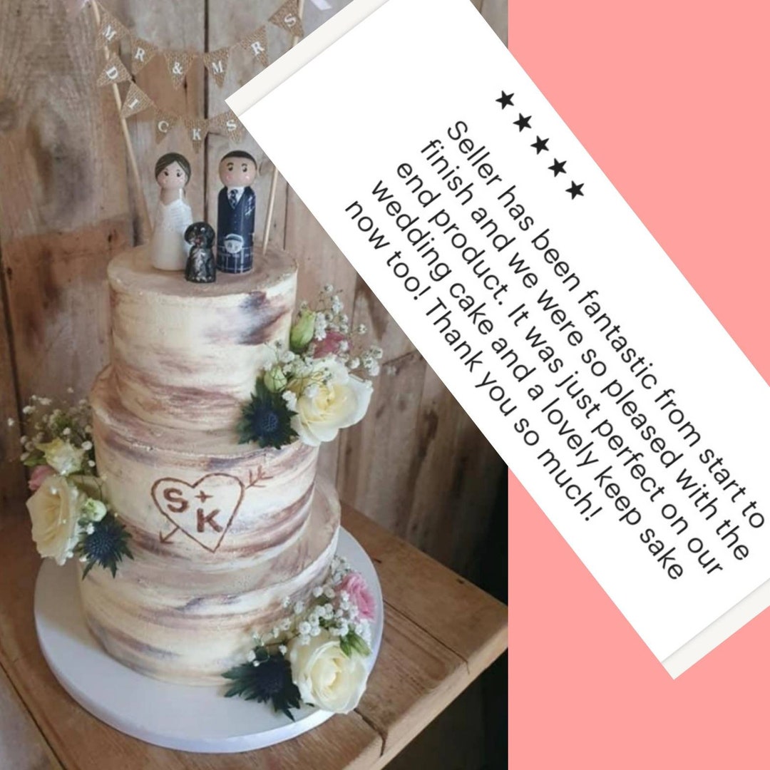 Bride and Groom Wedding Cake Topper Anniversary Wedding Wooden Cake ...