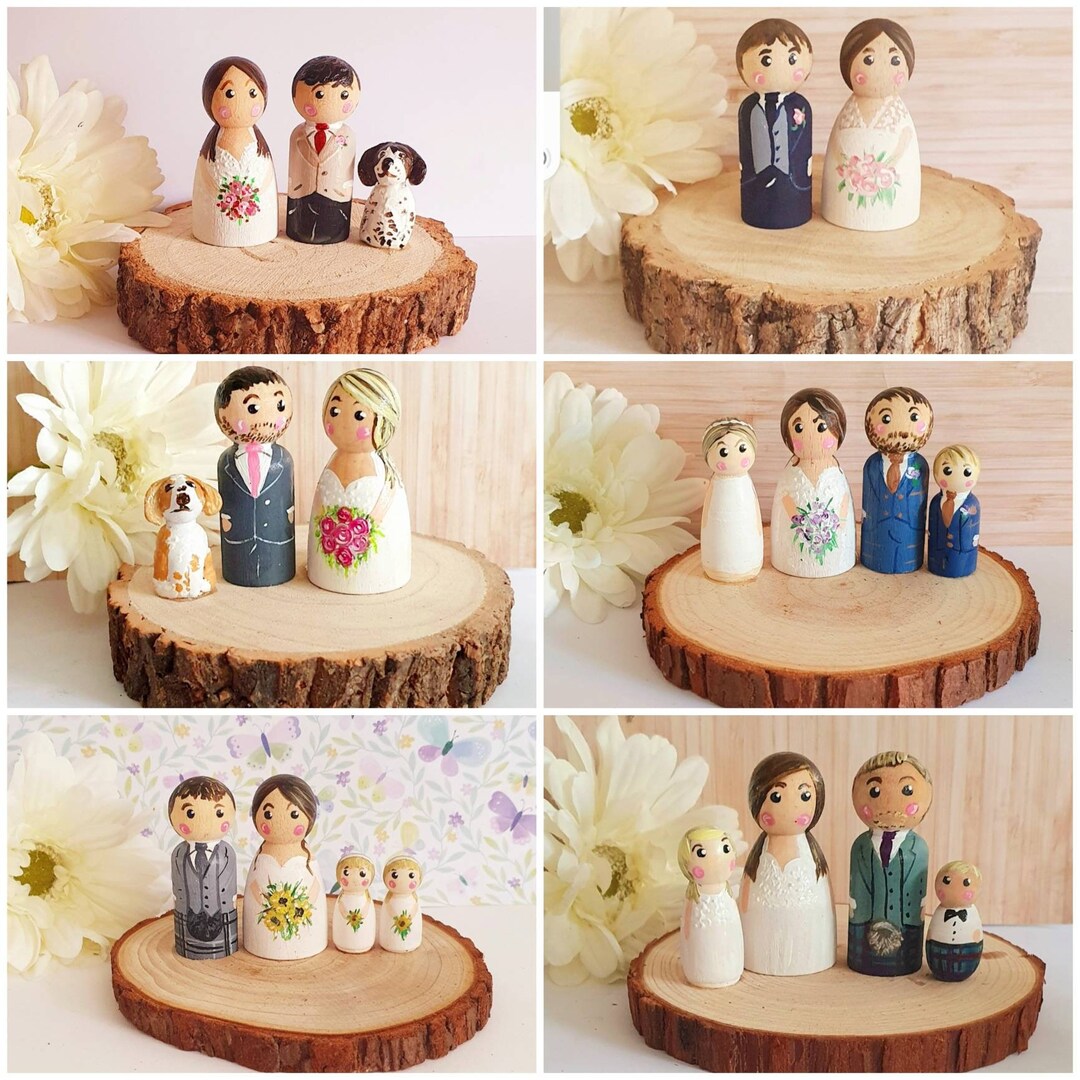 Bride and Groom Wedding Cake Topper Family Wedding Cake Topper Wooden ...