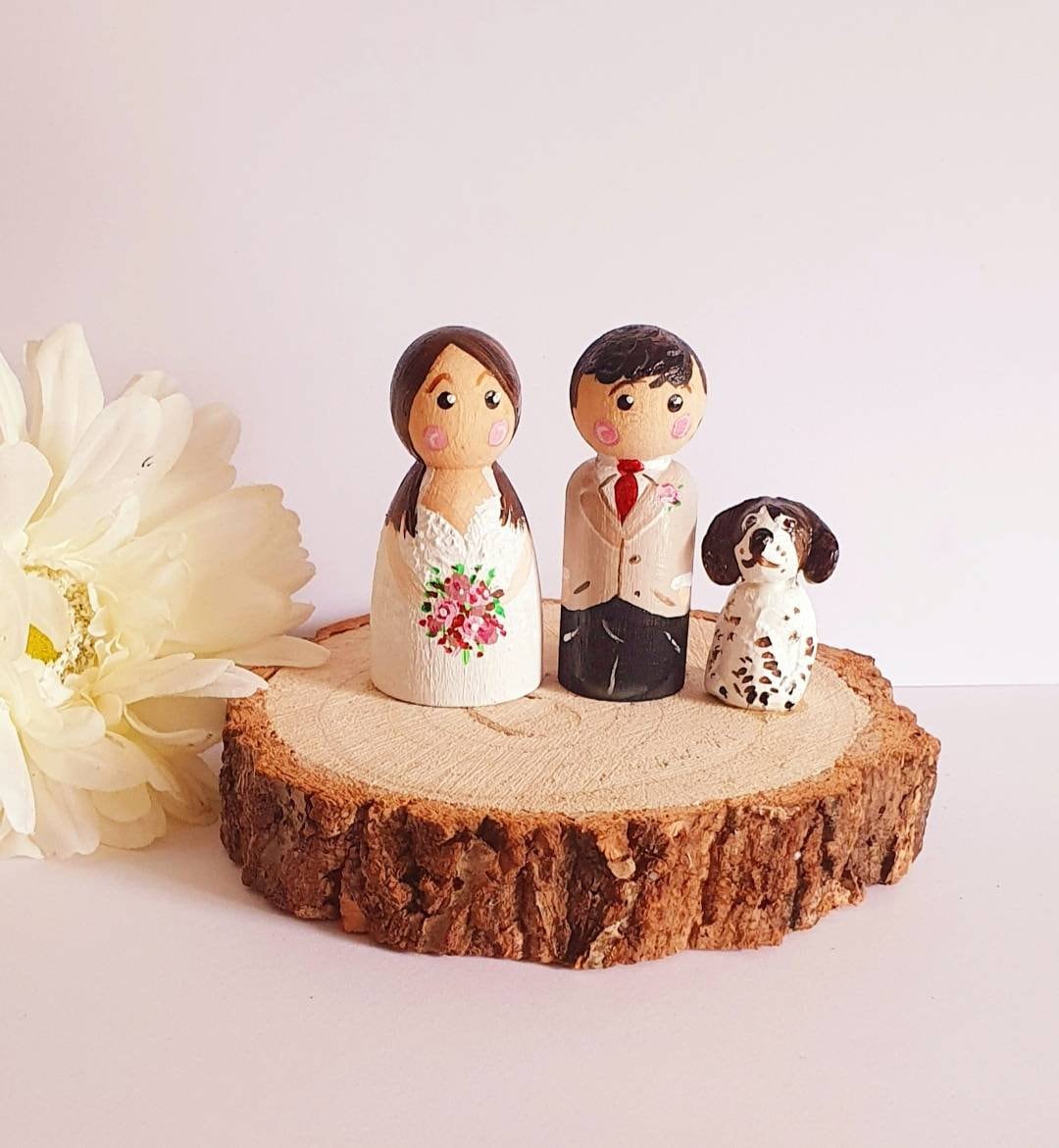 Bride and Groom Wedding Cake Topper Peg Doll Cake Topper Custom Bride ...
