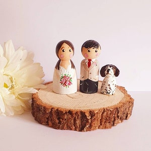 Bride and groom wedding cake topper peg doll cake topper custom bride and groom wooden cake topper family wedding cake topper