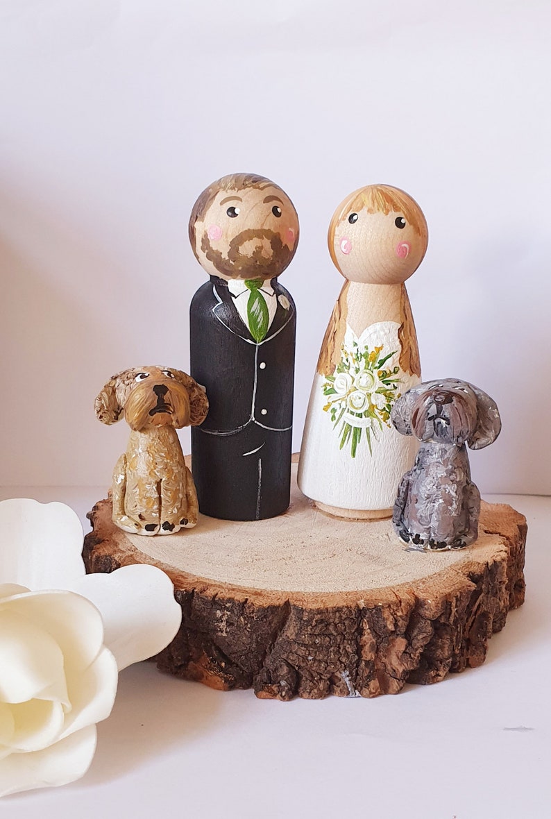 Bride and groom wedding cake topper anniversary wedding gift wooden cake topper image 5