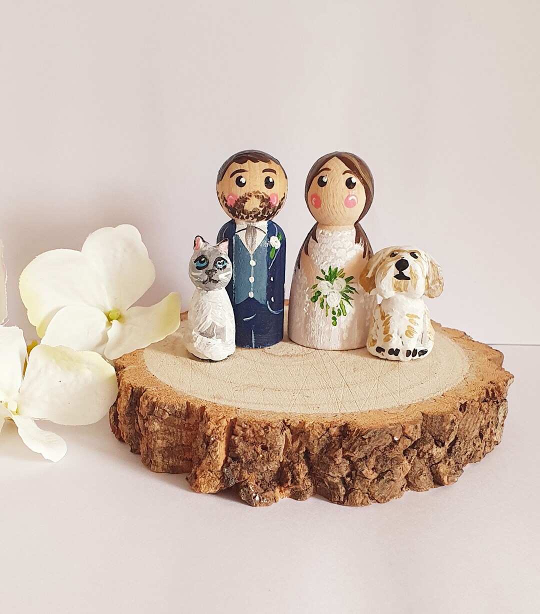 Bride and Groom Wedding Cake Topper Family Wedding Cake Topper Wooden ...