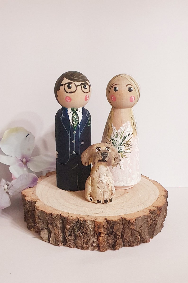 Bride and groom wedding cake topper anniversary wedding gift wooden cake topper image 4