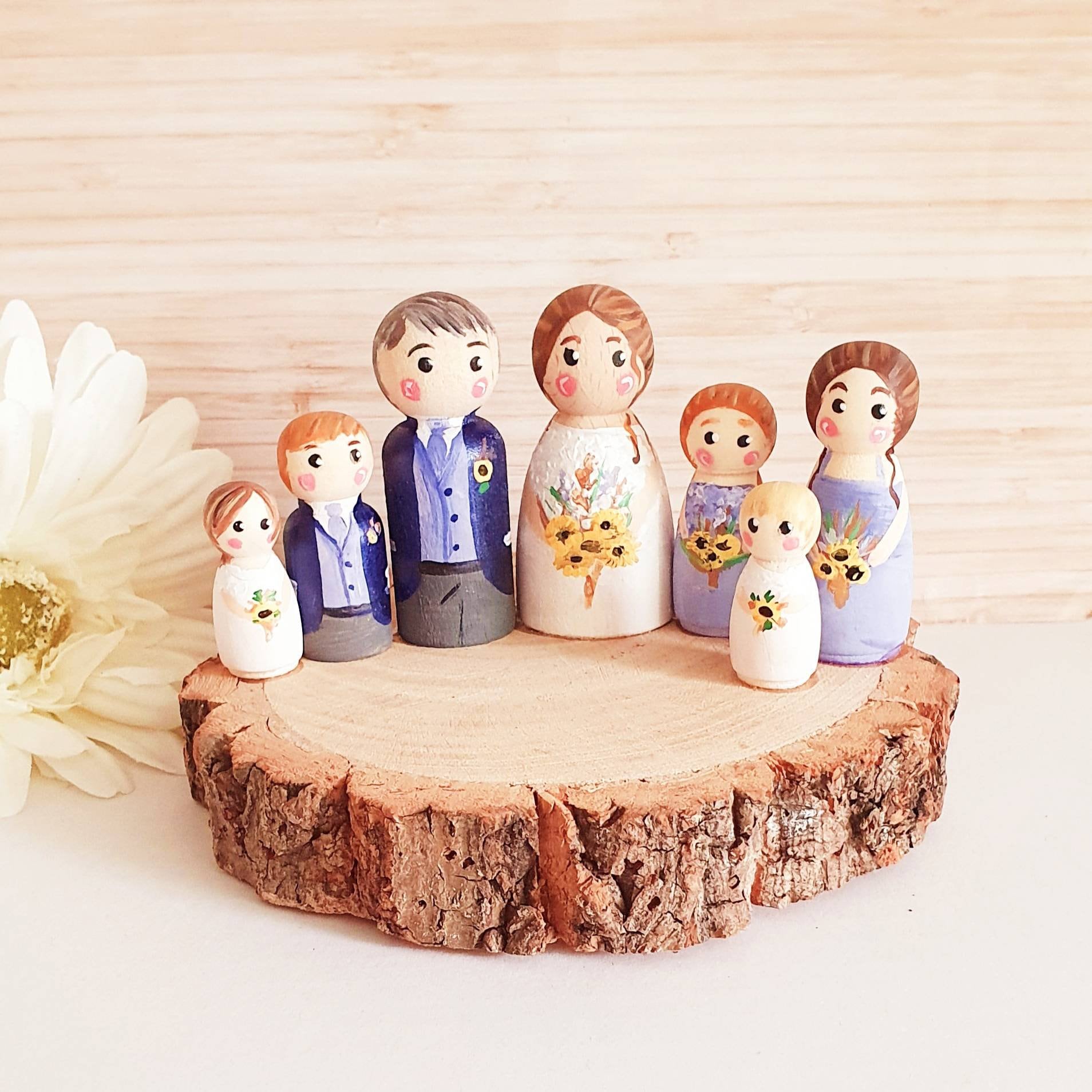 Bride and Groom Wedding Cake Topper Peg Doll Cake Topper - Etsy