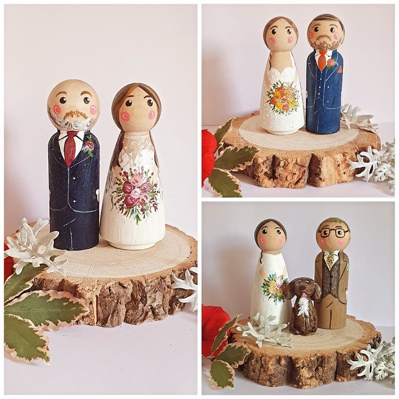 Personalized Wedding Bride and Groom Peg Dolls ,cake Topper, Gift ...