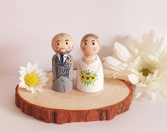 Bride and groom wedding cake topper wedding topper peg doll family