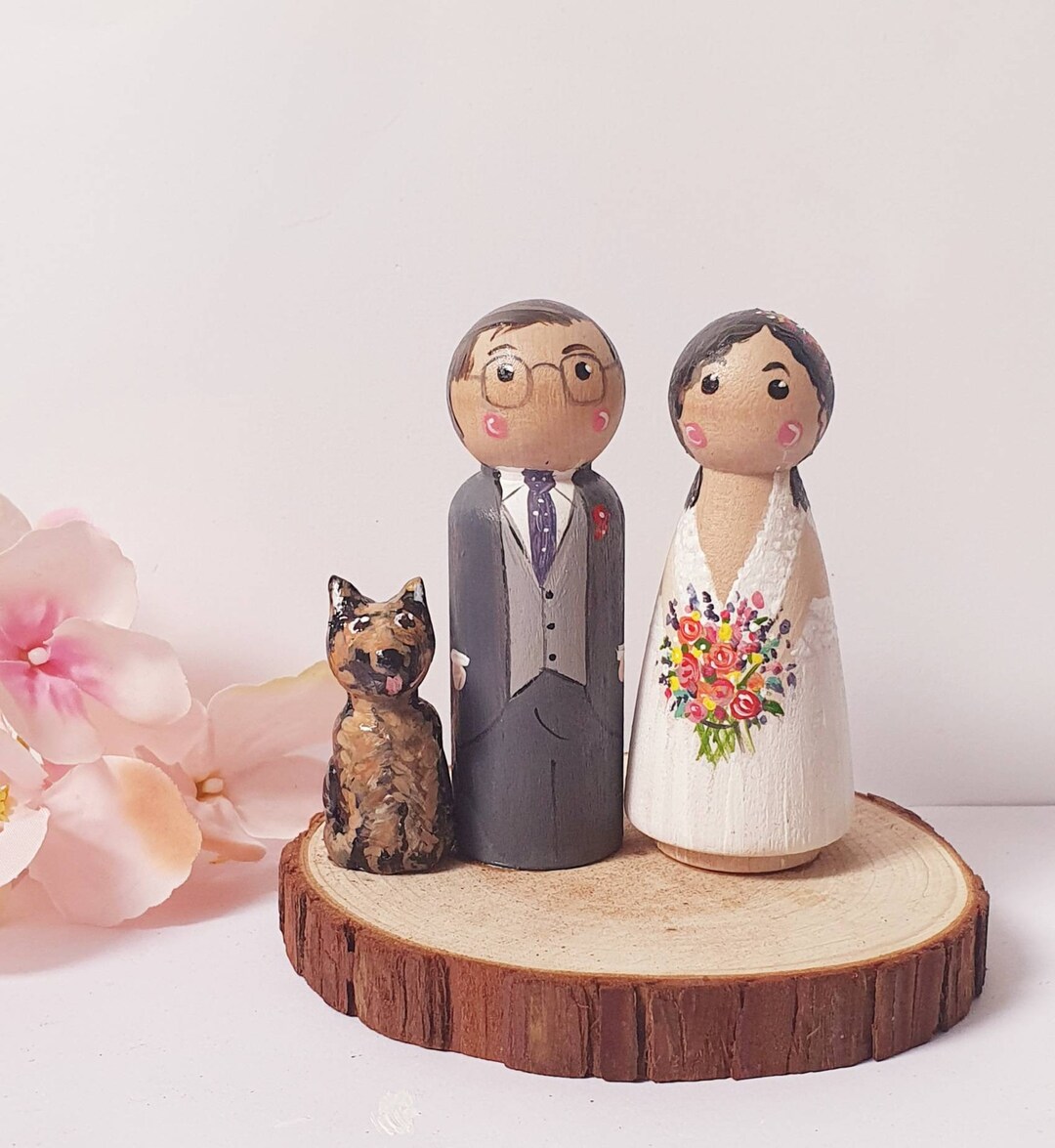 Personalized Wedding Bride and Groom Peg Dolls , Cake Topper , Gift ...