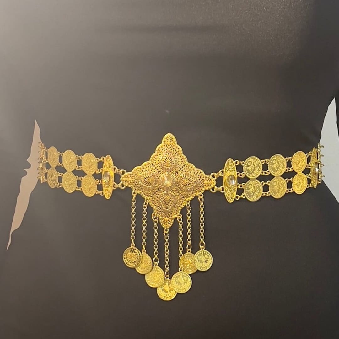 Dubai Belt Moroccan Gold Ottoman Coins Arabic Caftan Abaya Kurdish